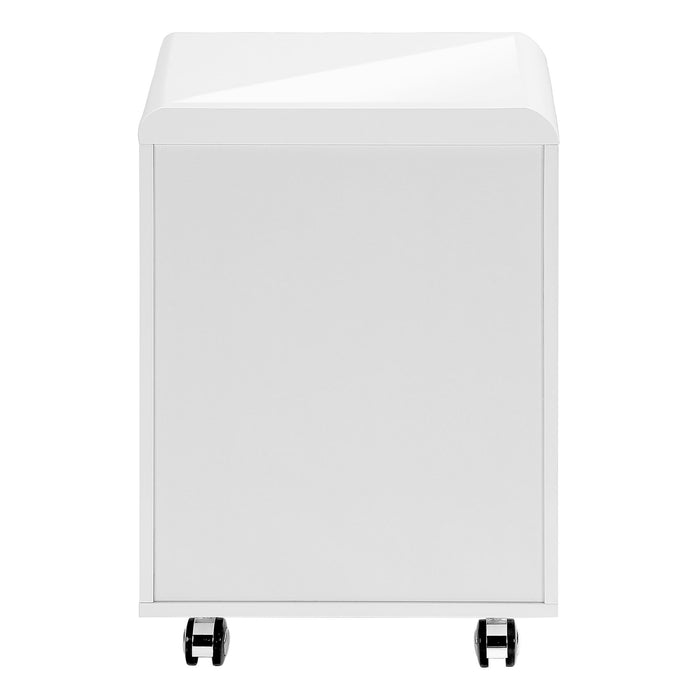 File Cabinet, Rolling Mobile, Storage Drawers, Printer Stand, Office, Work, Glossy Contemporary, Modern - White