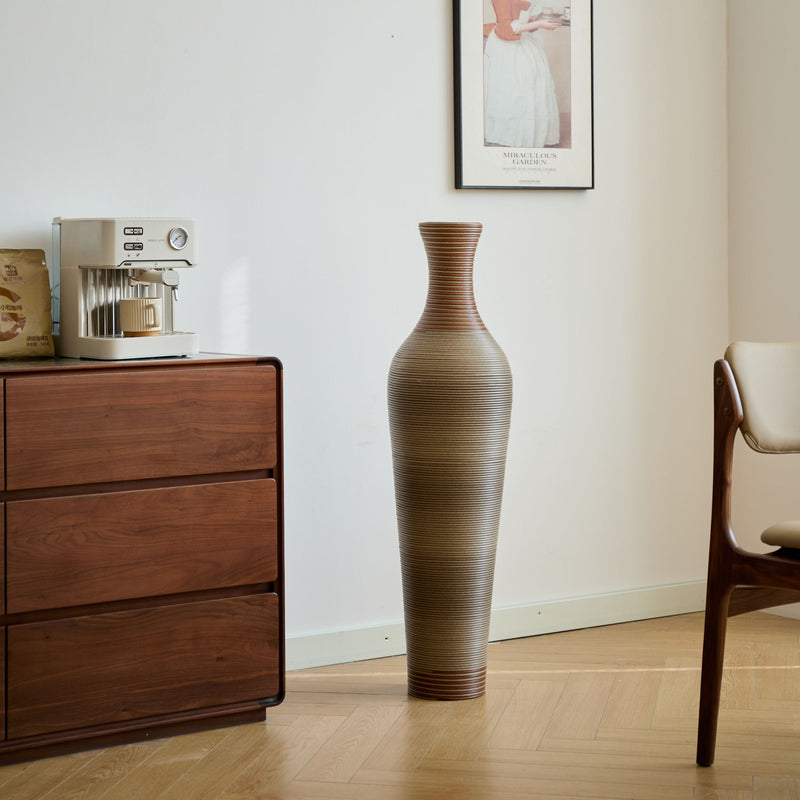 Tall Vase - Brown Decorative Floor Vase, Classic Neat Floor Vase Tall Freestanding Flower Holder, Artificial Rattan Vase, Floor Vase, Flower Holder For Home Decor - Gray