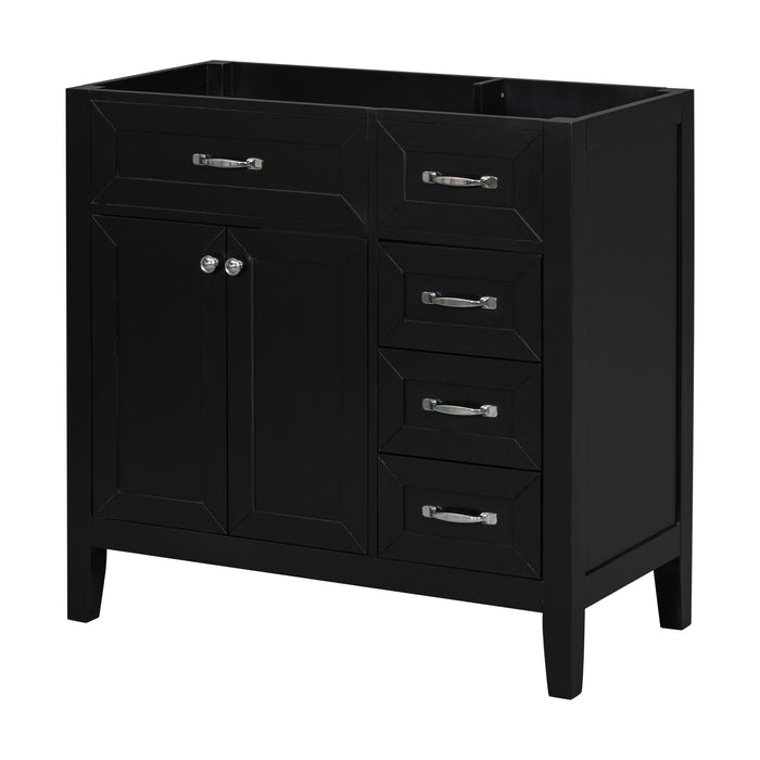 Modern Bathroom Vanity Base Only, 2 Doors And 3 Drawers