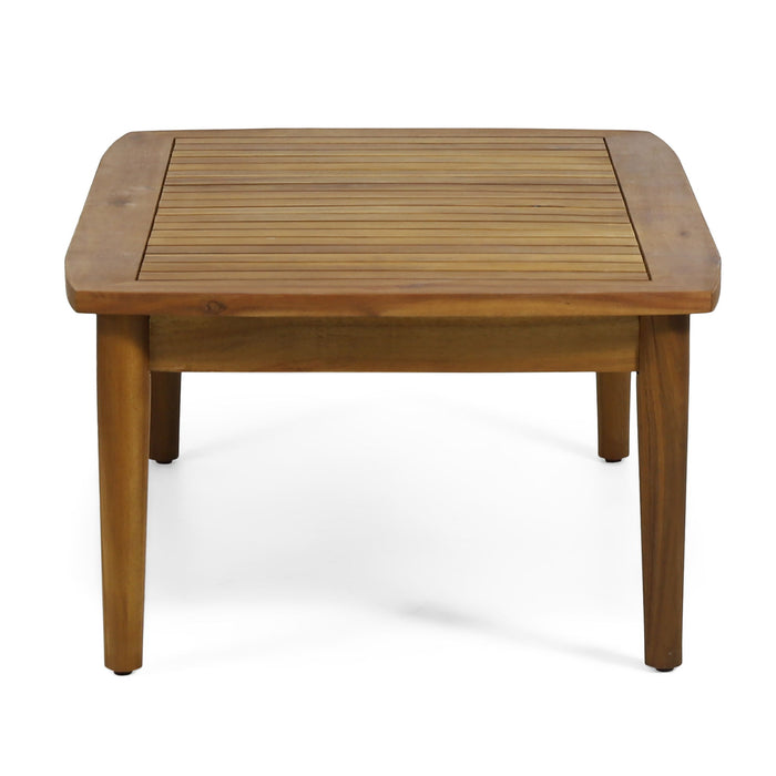 Outdoor Acacia Wood Loveseat Set With Coffee Table
