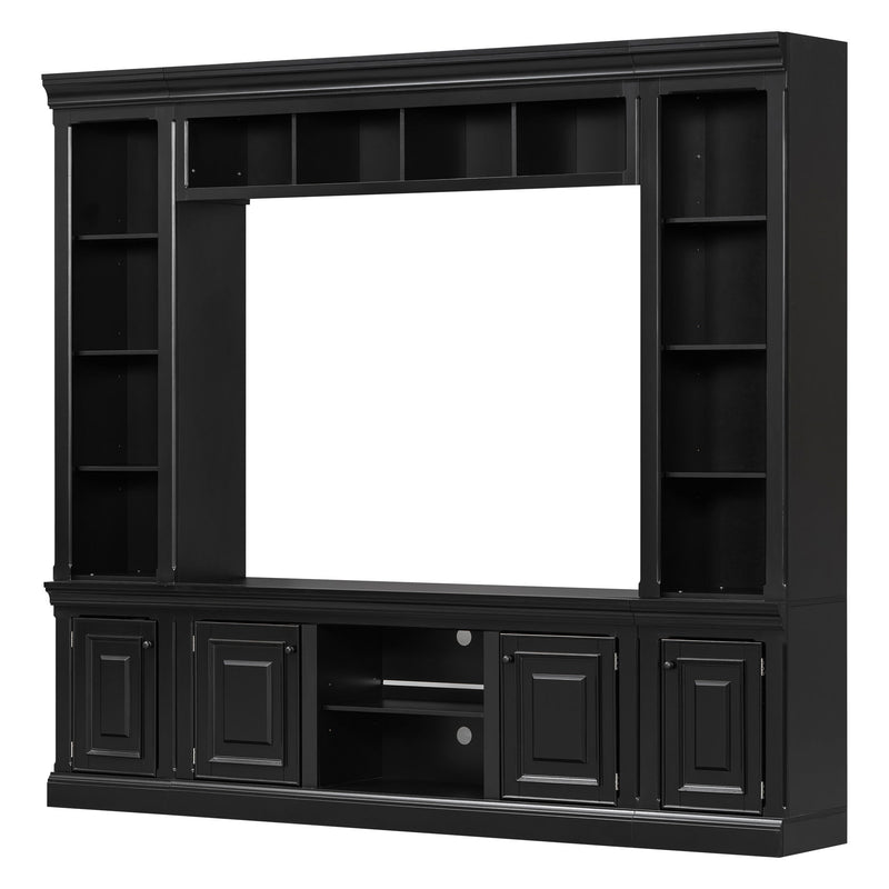 TV Stand With Hutch, Large Entertainment Center With Adjustable Shelves