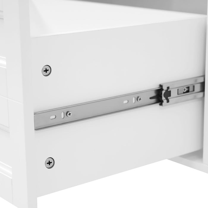 Bathroom Vanity Cabinet Only, 3 Drawers & 2 Doors, Adjustable Shelf, Soft Close Hinges - White