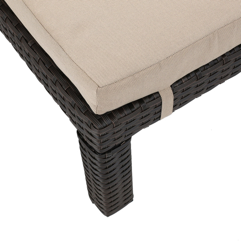 Puerta - Chaise Lounge Frame Cushion Outdoor Wicker Iron - Beige / Dark Brown