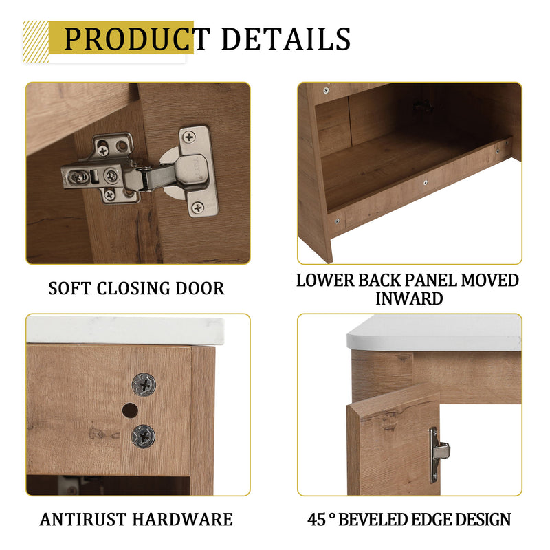Wall Mounted Bathroom Vanity With Art Sink, 1 Soft Close Door
