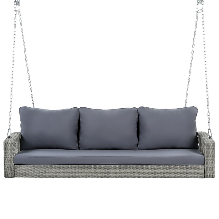 3 Person Large Patio Swing Bench With Cushions For Backyard