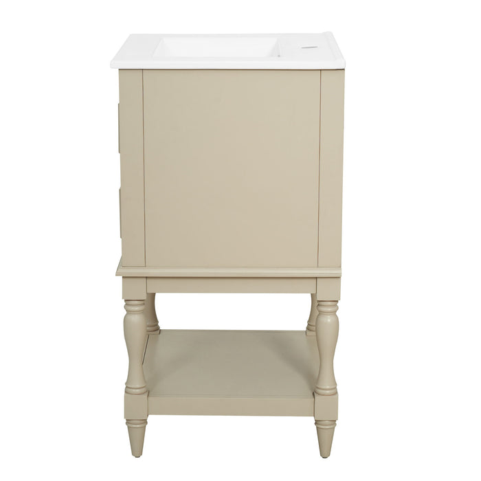 Retro Design Bathroom Vanity With Sink, 2 Drawer Storage Cabinet
