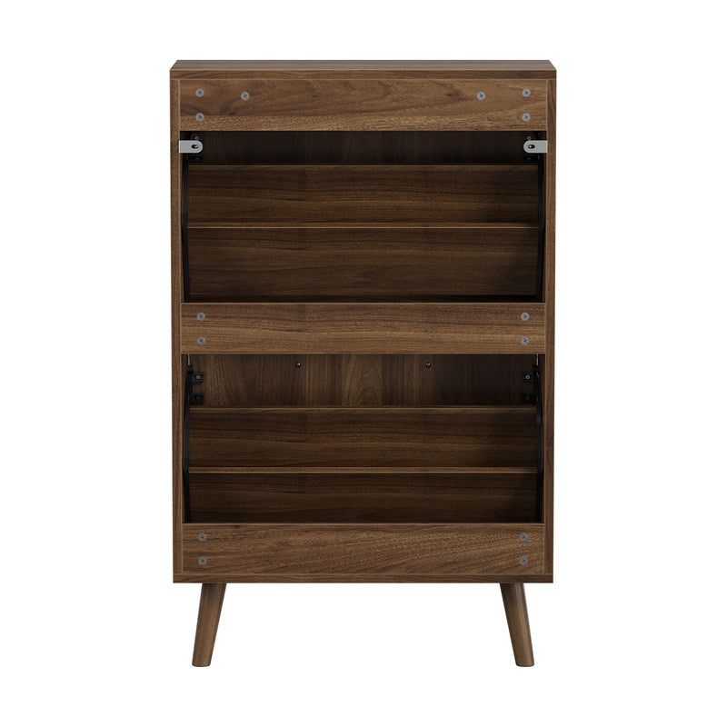 Shoe Cabinet, Upright Storage Unit - Walnut