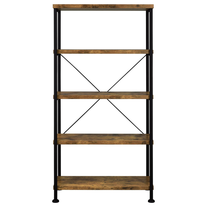 Avon - 2 Piece Computer Desk And Bookcase With 3 Drawers - Rustic Brown