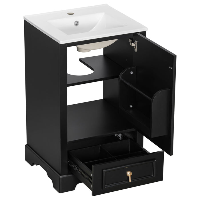 Bathroom Vanity With Sink, Soft Close Door, Adjustable U-Shaped Shelf