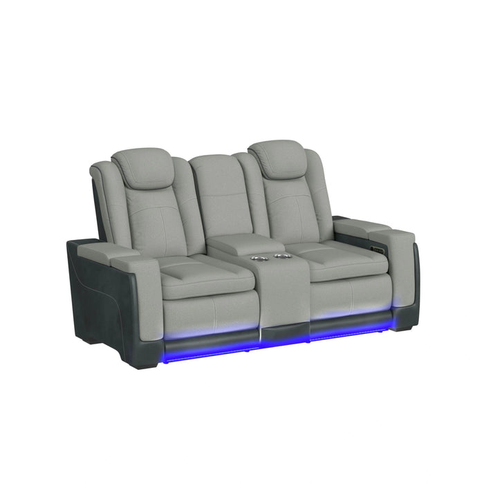 Lantana 3PC Living Room Set in Rocky Cement/Charcoal-Sofa, Loveseat & Recliner