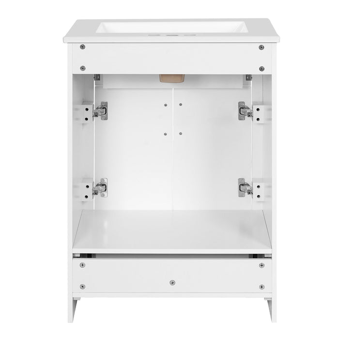 Modern Bathroom Vanity With Integrated Ceramic Sink, 2 Door Cabinet With Tip-Out Drawer