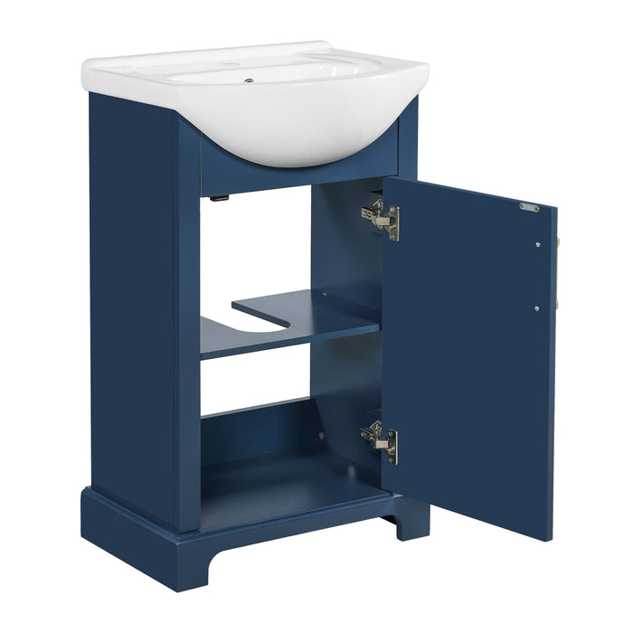 20" Bathroom Vanity With Bulged Sink, Freestanding Single Vanity Set, Soft Close Door