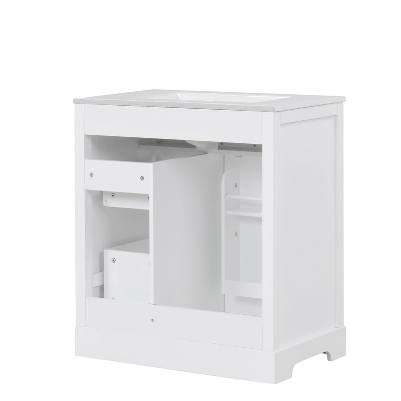 Bathroom Vanity With Sink Top, Cabinet With Door And 2 Drawers - White