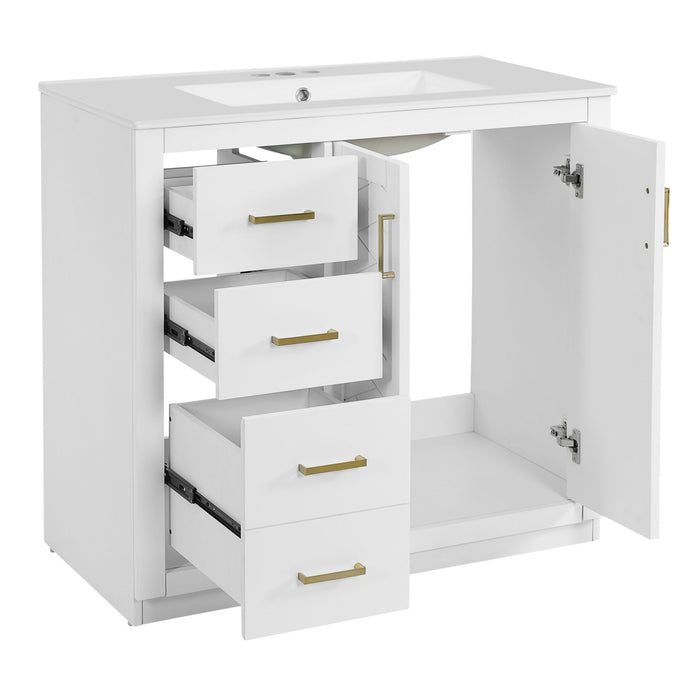 Bathroom Vanity With Sink Combo, Storage Cabinet, Freestanding Set With 3 Drawers & Soft Closing Doors