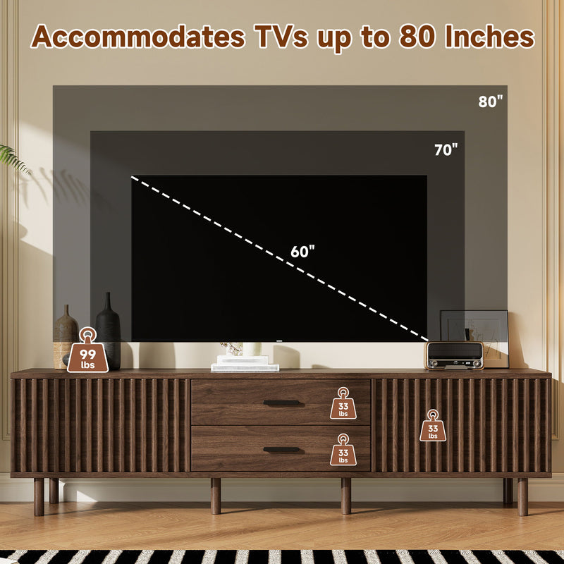 TV Stand For TVs Up To 80", Media Entertainment Center With Ample Storage - Dark Brown