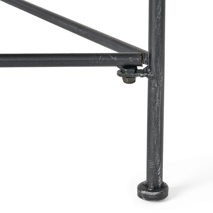 Luna - Outdoor Iron Coffee Table - Black Brush Silver