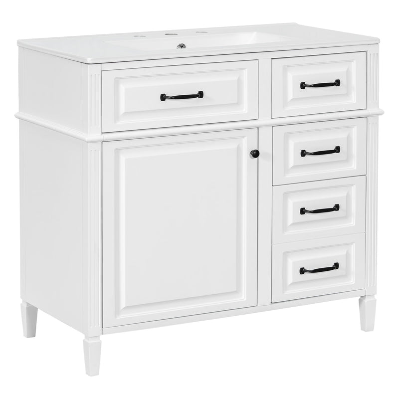Modern Bathroom Vanity With Sink Top, Flip Drawer Design