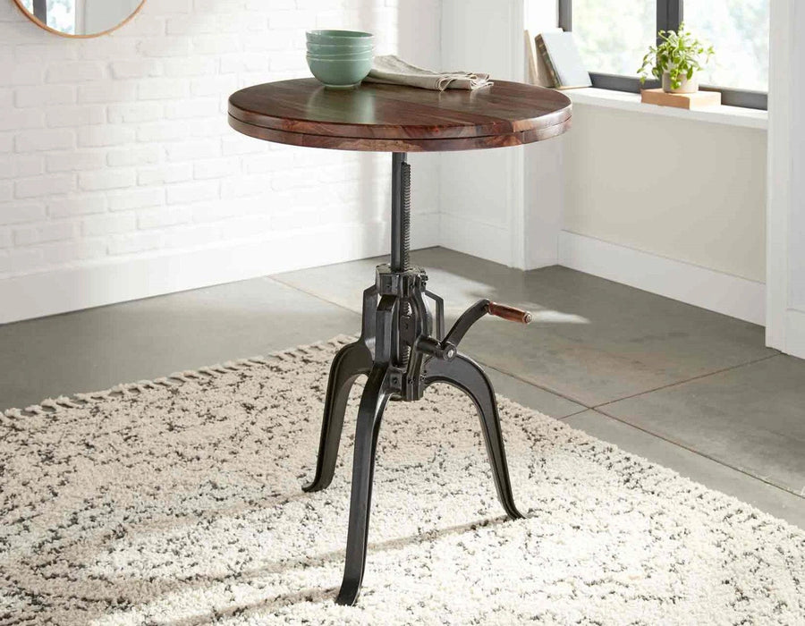 Steve Silver Sparrow Round Crank Table in Natural Brown