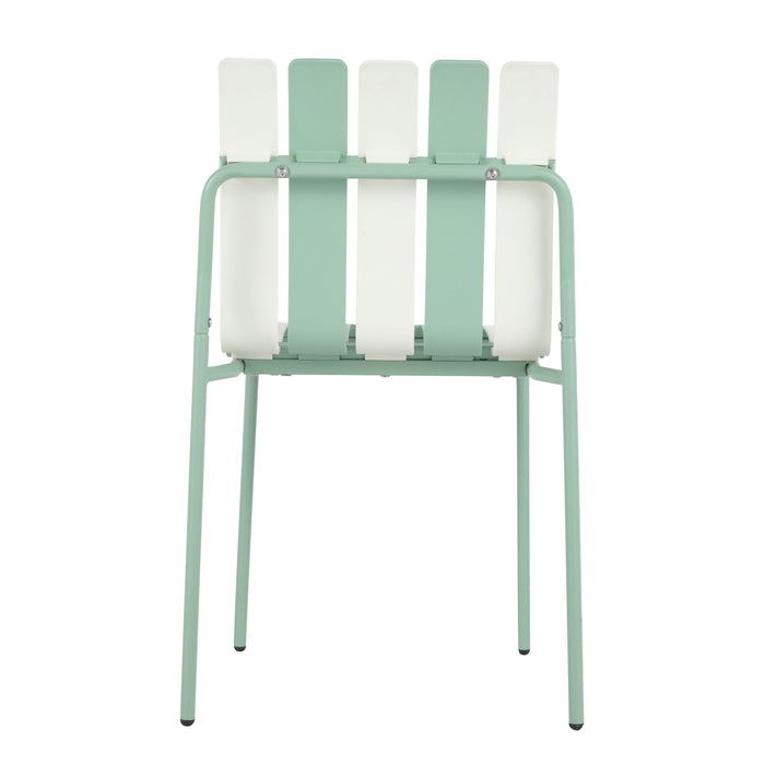 Single Chairs With Color Blocking Design (Set of 4) - Haze Green / White