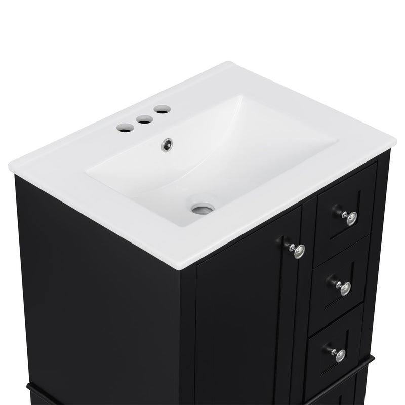 Bathroom Vanity With Integrated Basin, Soft Close Drawers, Door Mounted Double Layer Shelf