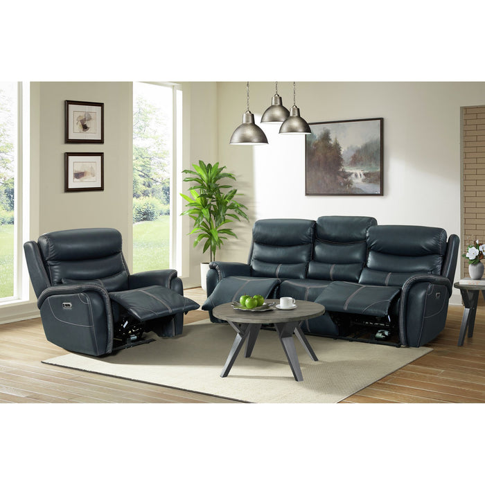 Aruba - Power Motion Sofa With Power Headrest - Pebble Navy