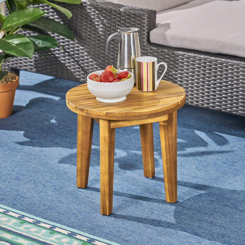 Outdoor Acacia Wood Side Table With Weather Resistance