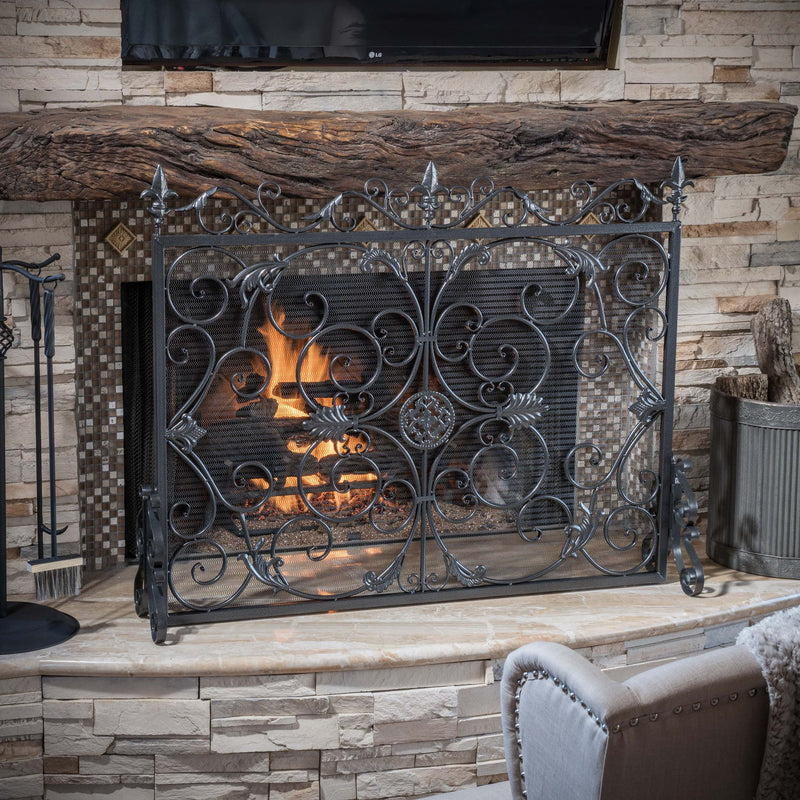 Darcie - Wrought Fireplace Screen, Ornate Design