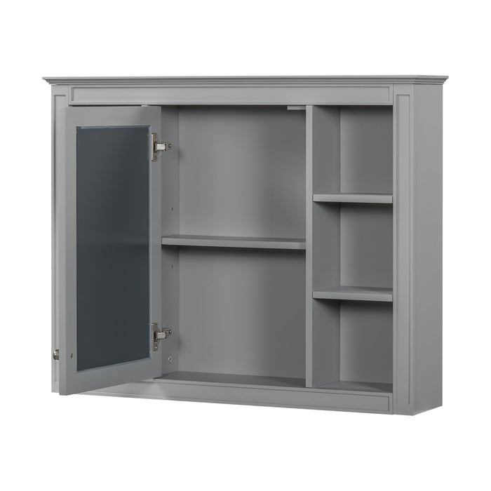Bathroom Vanity With Mirror Cabinet, Single Sink With 2 Soft Closing Doors And 4 Drawers