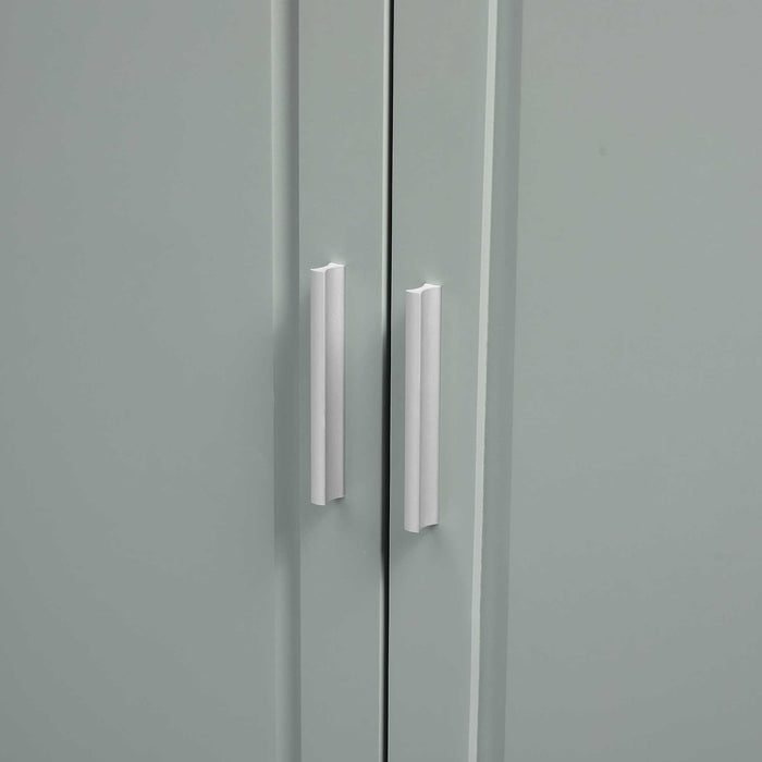 Tall And Wide Storage Cabinet With Doors For Bathroom Or Office, 3 Drawers - Gray