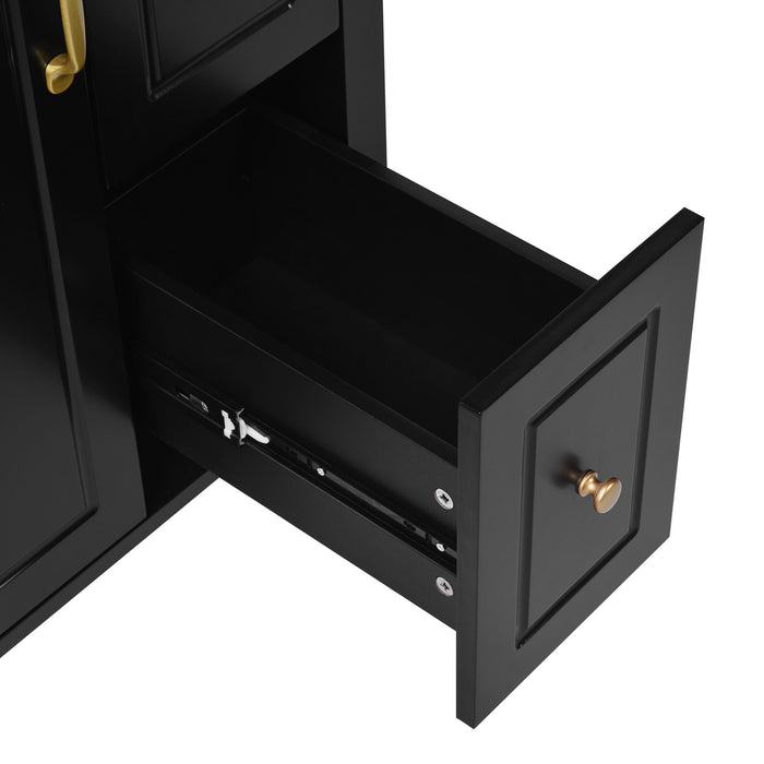 Elegant Bathroom Vanity With Ceramic Sink, Soft Close Doors And Drawers, Double Storage Racks