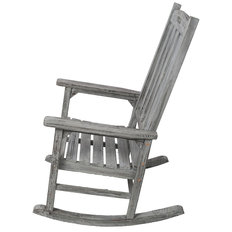 Oversized Porch Rocker Chair With Wide Seat And Tall Backrest