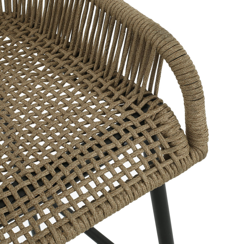 La Push - Outdoor Rope Barstool (Set of 2) - Black / Brown