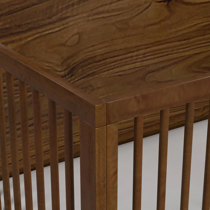 Malia Crib with High Headboard and Guardrail in Walnut