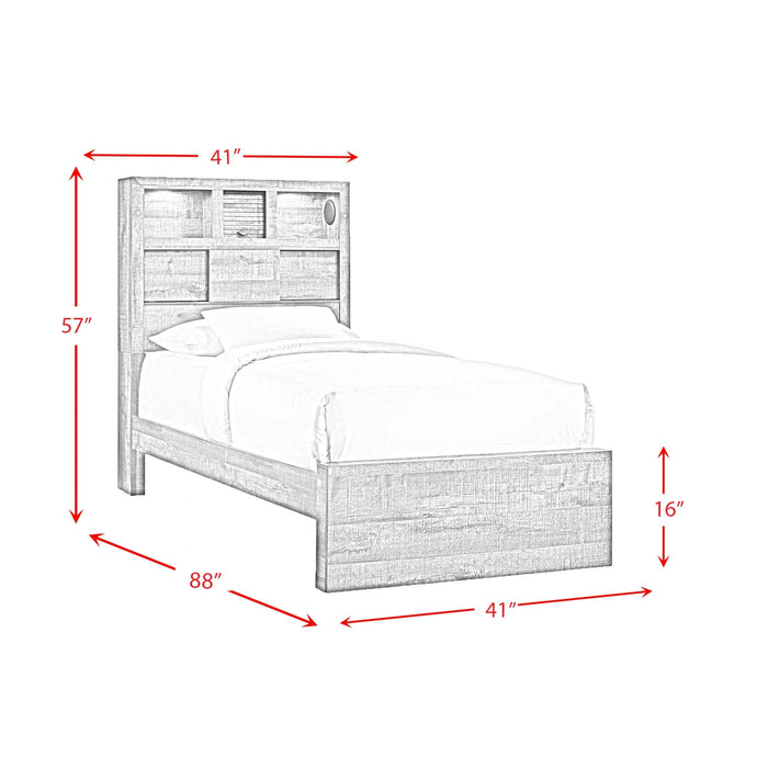 Bailey Bookcase Panel Bedroom Set with 2 Nightstands