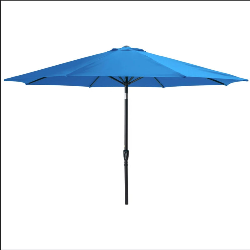 Solar LED Patio Umbrella With Crank Lift And Tilt, 8 Ribs, UV Resistant Canopy For Pool, Backyard & Patio (Without Base) - Blue