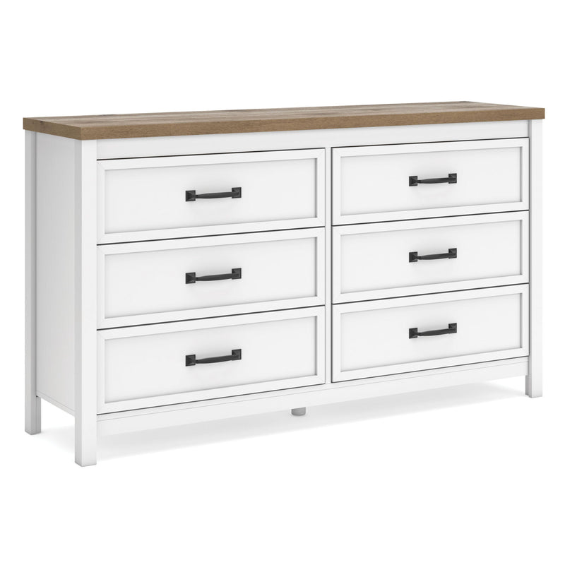 Kerisden - Six Drawer Dresser - White / Brown