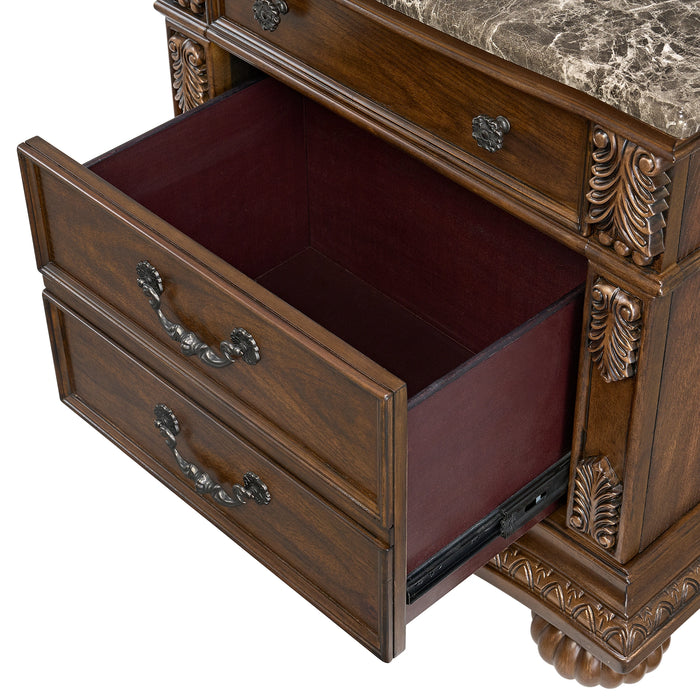 Cadenza UPH Bedroom Set with Black PU in Brown