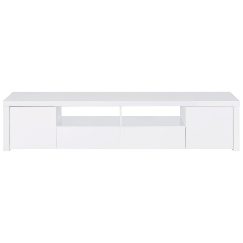 Garner - 2 Door Stand With Drawers Media Console - Gloss White