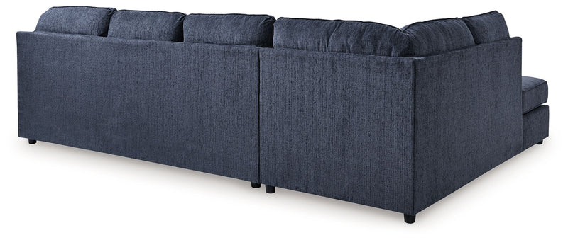 Albar Place - 2 Pc. - 2-Piece Sectional With Raf Sofa Chaise, Ottoman - Cobalt