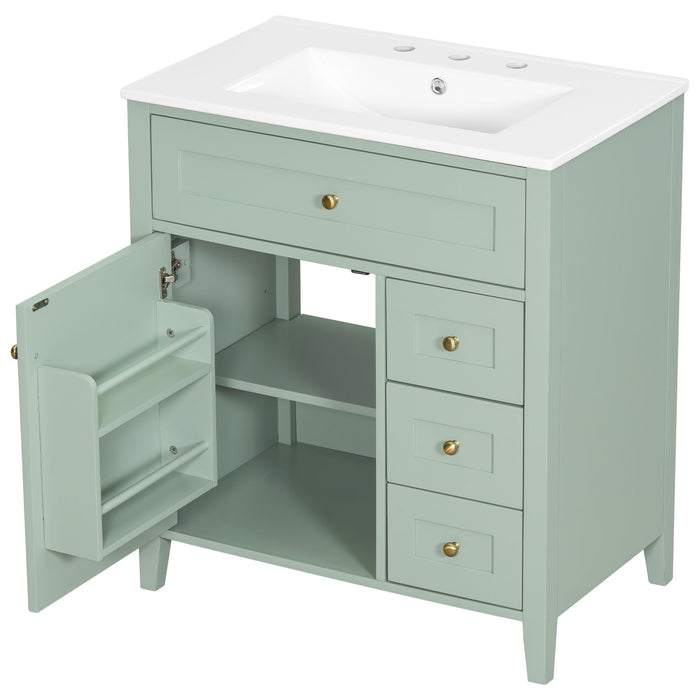 Bathroom Vanity With Sink, 3 Drawers And Adjustable Shelf
