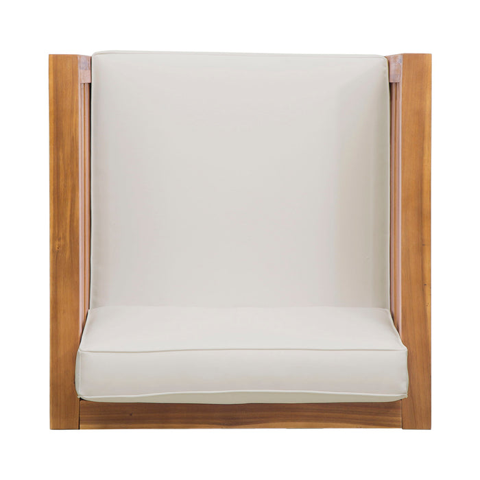 Outdoor Acacia Wood Patio Chair With Fabric Cushion