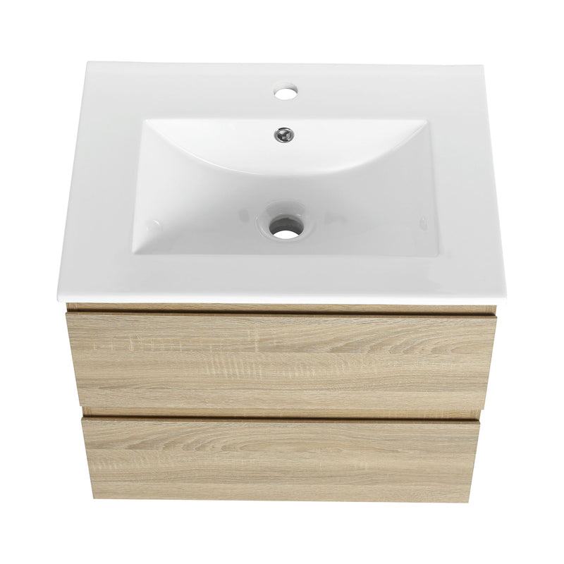 Wall Mounted Bathroom Vanity & Sink, 2 Soft Close Drawers