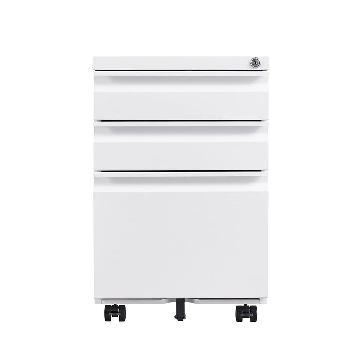 Contemporary 3 Drawer Mobile Filing Cabinet With Lock, Metal Office Storage For Legal / Letter Size