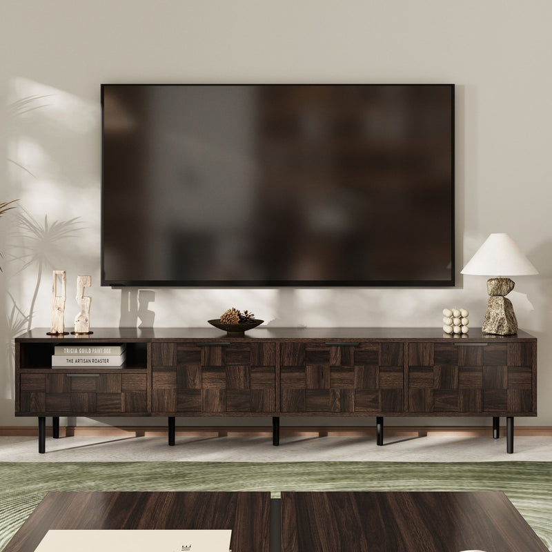 78" TV Stand With Storage Cabinets For Living Room - Walnut