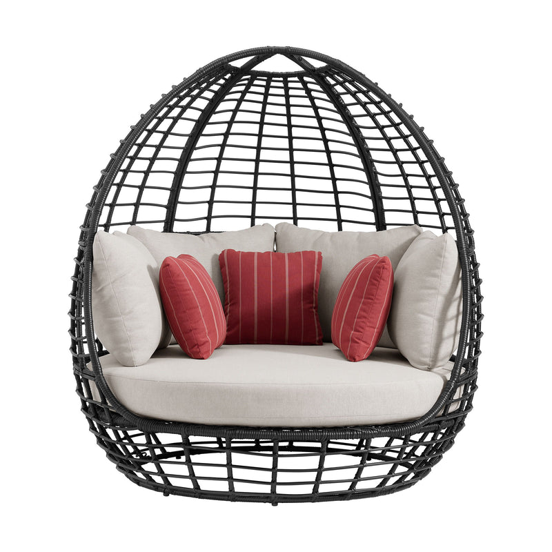 Playa - Twin Egg Chair With 3 Pillows - Dark Gray / Beige