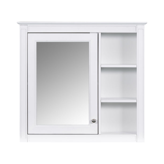 Bathroom Vanity With Top Sink, 2 Doors And 3 Drawers, Freestanding Set With Mirror Cabinet