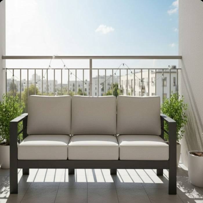 All-Weather Patio Sofa With Cushions, 3 Seat Outdoor Couch