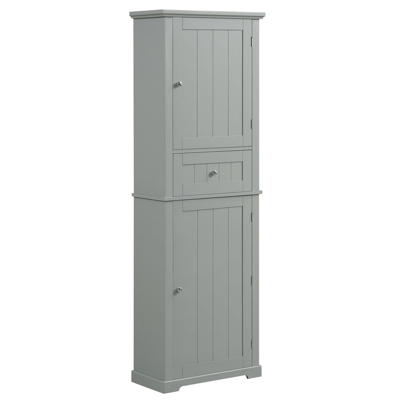 Tall Freestanding Bathroom Storage Cabinet With Drawer And Adjustable Shelf