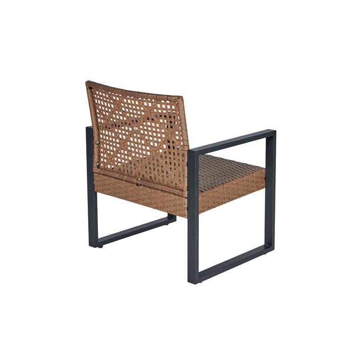 4 Piece Patio Furniture Set With Acacia Wood Table Top And Cushions