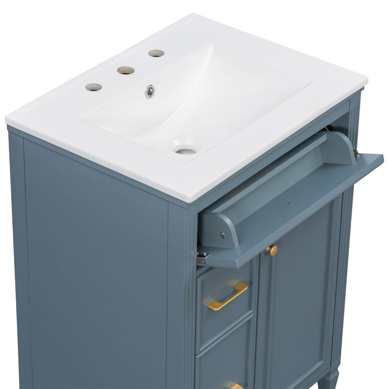 Freestanding Bathroom Vanity With Sink, Soft Close Door, Tip Out Drawer